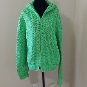 Vintage crochet hoodie in Lime green sz. M/L